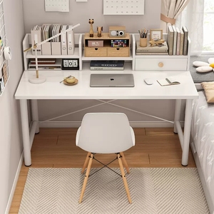 书桌书架一体女孩卧室学习写字桌家用办公桌简易出租屋床边电脑桌