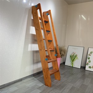 定制实木梯子登高台阶家用室内外简易双侧扶手单复式loft阁楼楼梯