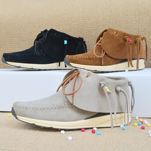 visvim cantq fbt 19ss手工琉璃珠流苏真皮潮流情侣高帮休闲鞋男