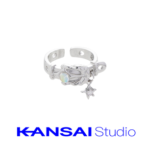 KANSAI锆石四芒星戒指小众设计ins冷淡风指环时尚个性酷潮手饰品