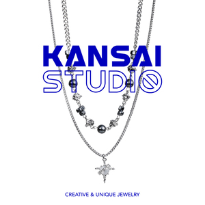 KANSAI黑色银珠双层叠戴链女个性小众设计感配饰精致高级感潮饰品