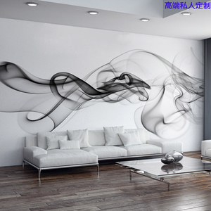 2024新款电视背景墙壁纸简约抽象烟雾墙纸壁画中式3d客厅沙发墙布