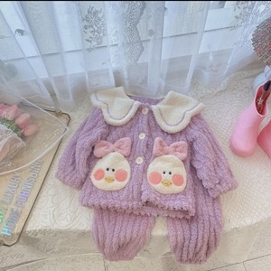 婴儿衣服冬季加绒加厚可爱睡衣家居服一周岁女宝宝洋气网红秋冬装