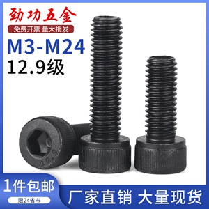 发黑12.9级内六角螺丝高强度螺栓全牙DIN912 M3M4M5M6M8M10M12M16