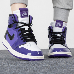 Nike耐克女鞋2022新款AIR JORDAN 1紫色运动高帮篮球鞋CT0979-505