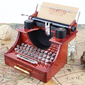 仿打字机八音盒复古旋转机械发条机芯音乐盒创意儿童闺蜜生日礼物