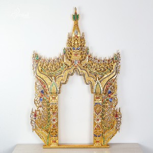 东南亚风格金色佛龛镜框泰国木雕金箔壁挂泰式会所软装墙上装饰品