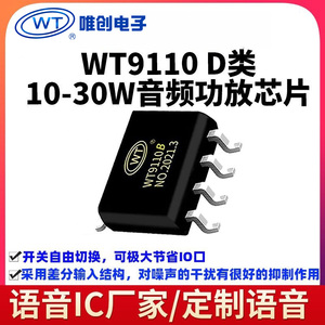 唯创语音芯片WT9110B D类音频功率放大器10W-30W车用音响功放芯片