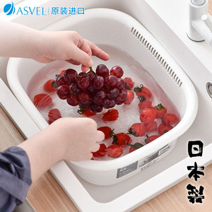 日本Asvel进口洗菜沥水篮 家用大菜篮沥水盆洗水果菜篓子洗菜篮子