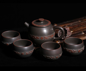 千年古陶广西钦州坭兴陶手工茶壶紫泥砂龙腾四海茶具套装 家用