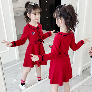 女童连衣裙2022新款春秋季韩版洋气儿童小女孩学院风长袖公主裙子