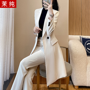 风衣外套女2024新款米色长款正装西服套装两件套高级感超好看大衣