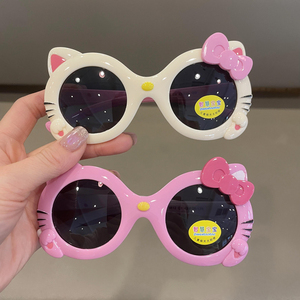 新款儿童硅胶软腿墨镜女童超萌猫咪眼镜宝宝拍照可爱装饰太阳镜潮