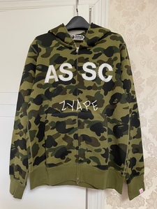 现货 BAPE X ASSC 联名 1ST CAMO 绿迷彩 超限量水钻卫衣 帽衫