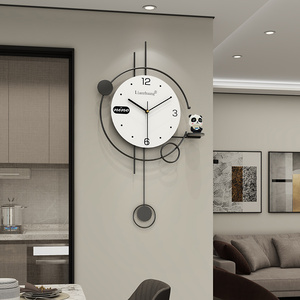 熊猫钟表挂钟客厅2024新款轻奢高档现代简约时尚大气挂墙静音时钟