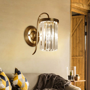 水晶壁灯创意复古铁艺床头北欧简约轻奢法式乡村卧室客厅过道美式