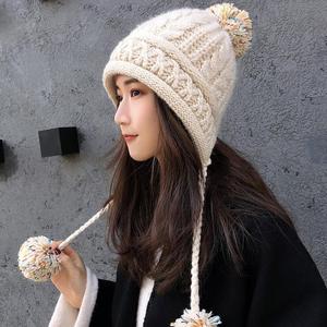 帽子女秋冬季韩版学生时尚可爱百搭网红针织帽加厚保暖护耳毛线帽