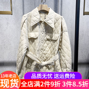 2023春款岚艾诺丝轻薄简约时尚中长款系带棉衣棉服外套女10