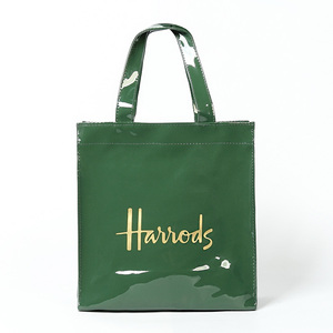 英伦pvc shopping bag墨绿色金字大容量防水购物袋环保袋手提包