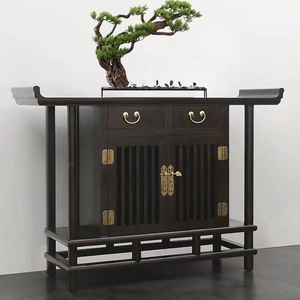 新中式老榆木玄关柜轻奢玄关桌艺术现代简约条案入户正对门玄关桌