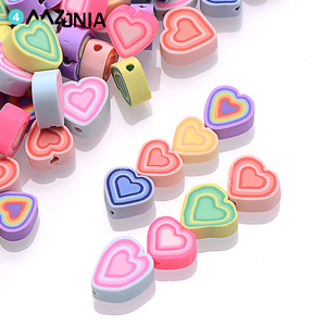 60pcs  Colorful Melaleuca Heart Shape Clay Beads Polymer