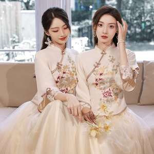 中式伴娘服夏季2024新款旗袍姐妹装结婚礼服女汉服中国风伴娘团裙