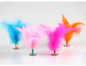 彩色绒毛鸡毛毽子儿童成人健身 大号鹅毛花毽羽毛 运动健身玩具