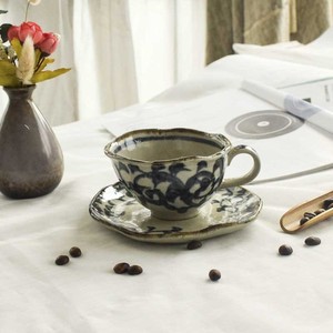 时之缘日本原装手做款唐草家用复古精致陶瓷咖啡杯喝茶日式马克杯