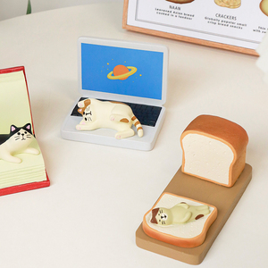 可爱日式猫咪卡通笔记本吐司手机支架办公桌面装饰手机支撑架礼物