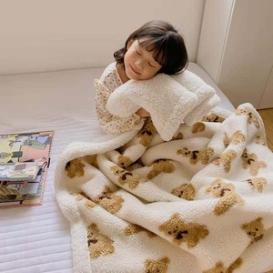 ins风秋冬儿童双层羊羔绒毯子暖服毯颗粒绒宝宝被子婴儿加厚盖毯