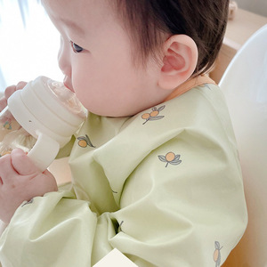 韩国ins风tpu儿童防水反穿衣围兜宝宝吃饭围嘴婴幼儿罩衣小熊饭兜