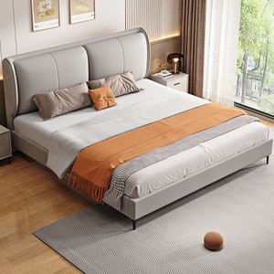 实木床现代简约家用1.8双人大床软包主卧床出租房用1.5米单人床架