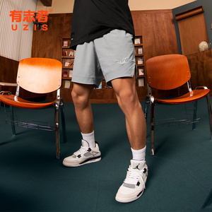 有志者UZIS美式运动短裤男透气梭织夏季休闲跑步训练四分球裤子夜