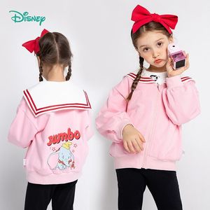 迪士尼童装女童外套海军风新款春秋装翻领儿童洋气时尚运动卫衣潮