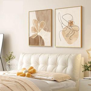 北欧奶油风卧室床头装饰画抽象简约客厅挂画高级感餐厅墙面壁画
