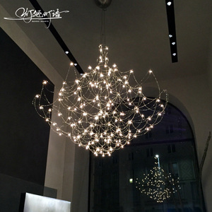 后现代复式楼别墅LED楼梯水晶吊灯创意轻奢大气客厅餐厅萤火虫灯