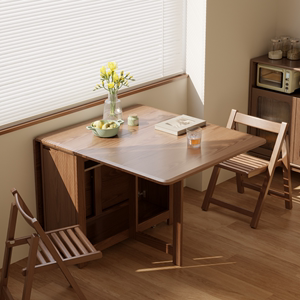 实木折叠餐桌家用小户型饭桌长方形餐桌椅可折叠折叠桌吃饭桌子