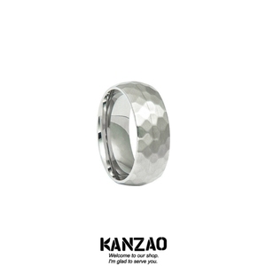 KANZAO经典爆款饰品304不锈钢男士戒指表面捶打纹真空电镀