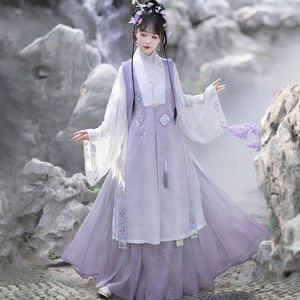 紫烟原创明制汉服女仙气古风秋中国风马面裙长衫比甲古装全套春秋