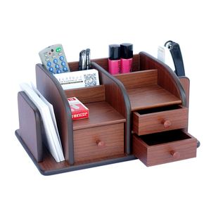 木质多功能收纳盒桌面办公文具大笔筒创意时尚化妆复古式中式笔座