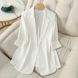 雪纺西装外套女韩版薄款上衣垂感2023新款宽松显瘦小众白色西服女