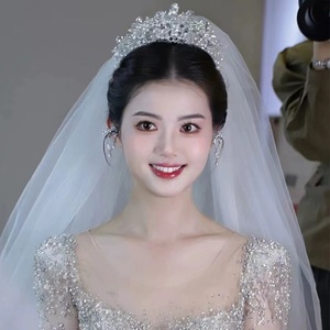 皇冠头饰新娘韩式新款水晶闪钻结婚大气王冠超仙婚礼白纱造型配饰
