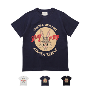 Emomo男女中性款海空救援小兔美式咔叽260克重磅纯棉圆领短袖T恤