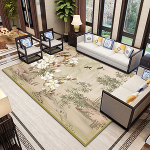 新中式地毯古典家用房间进门地垫客厅沙发茶几卧室床边大面积定制