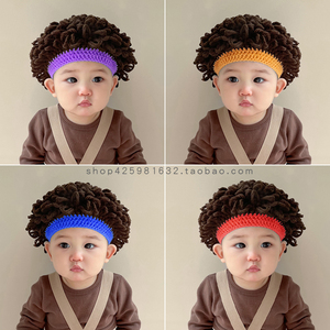 韩国儿童帽子秋冬新款可爱男童女童搞怪宝宝假发帽冬季婴儿毛线帽