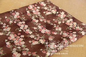 日本进口面料 手工DIY布料 日本和风咖底樱花枝丫 亮缎提花绉布