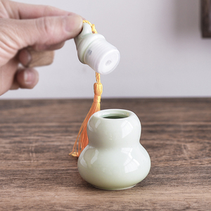迷你陶瓷葫芦小药瓶复古香粉药丸密封罐小号便携茶叶罐硅胶塞防漏