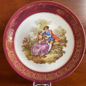 特价 法国名瓷 Limoges 利摩日 描金贵族人物收藏盘 西洋人物瓷碟