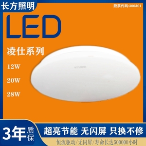 长方照明LED全白吸顶灯工装家装圆形灯罩阳台厨房卫生间现代光源