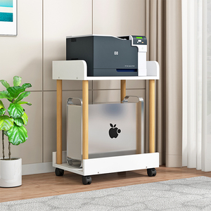 放打印机置物架电脑主机托架办公室文件收纳架简约多层实木腿支架